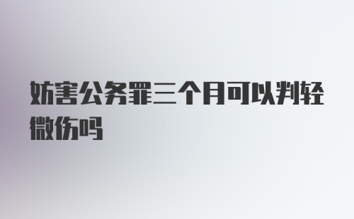 妨害公务罪三个月可以判轻微伤吗