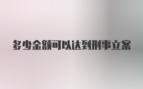 多少金额可以达到刑事立案