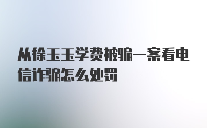 从徐玉玉学费被骗一案看电信诈骗怎么处罚