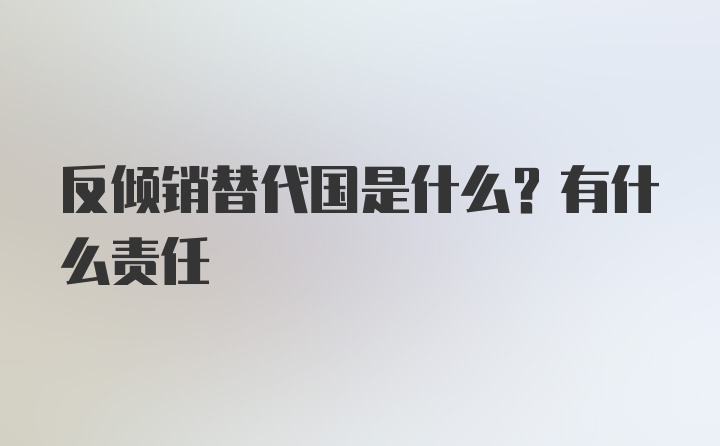 反倾销替代国是什么？有什么责任