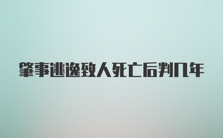 肇事逃逸致人死亡后判几年