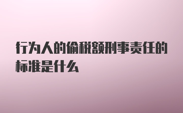 行为人的偷税额刑事责任的标准是什么