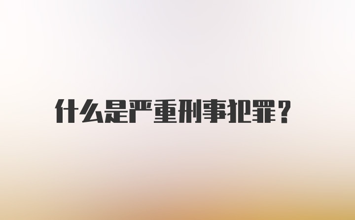 什么是严重刑事犯罪?