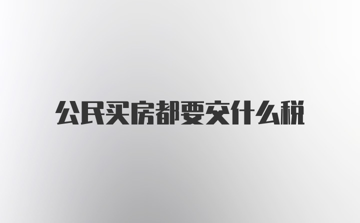 公民买房都要交什么税