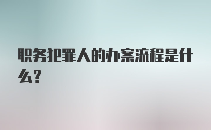 职务犯罪人的办案流程是什么？