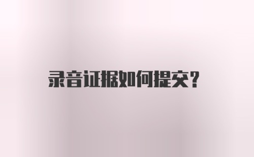 录音证据如何提交？