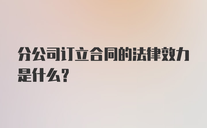 分公司订立合同的法律效力是什么？