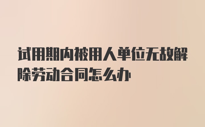 试用期内被用人单位无故解除劳动合同怎么办