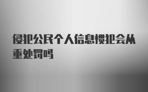 侵犯公民个人信息惯犯会从重处罚吗