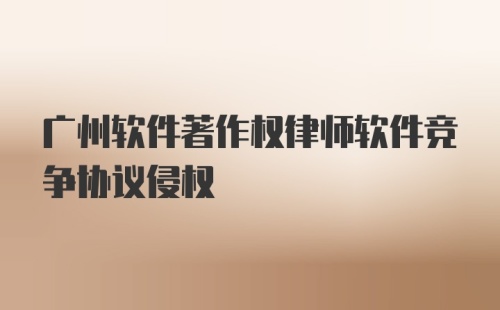 广州软件著作权律师软件竞争协议侵权