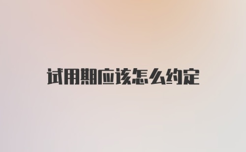 试用期应该怎么约定