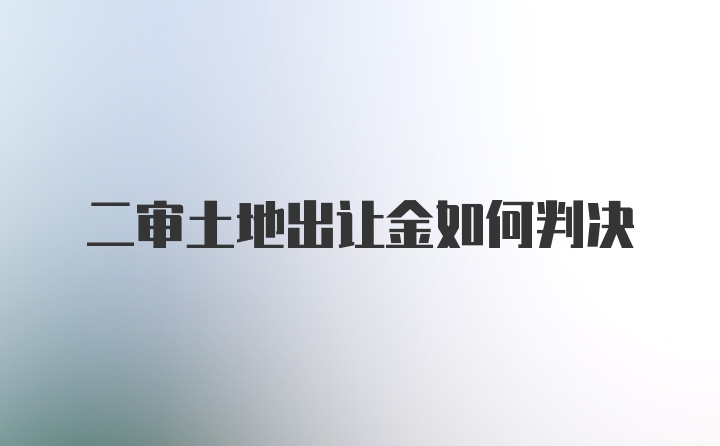 二审土地出让金如何判决