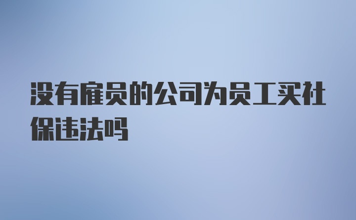 没有雇员的公司为员工买社保违法吗