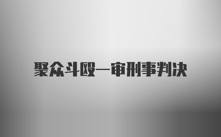 聚众斗殴一审刑事判决