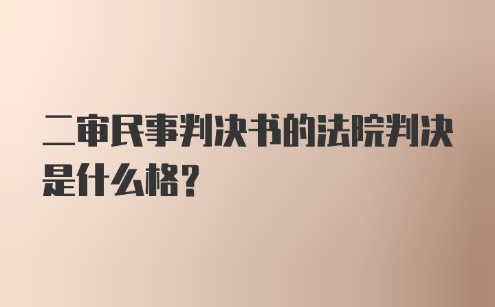 二审民事判决书的法院判决是什么格？