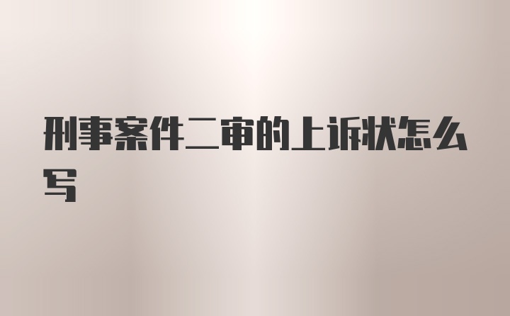 刑事案件二审的上诉状怎么写