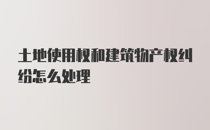 土地使用权和建筑物产权纠纷怎么处理