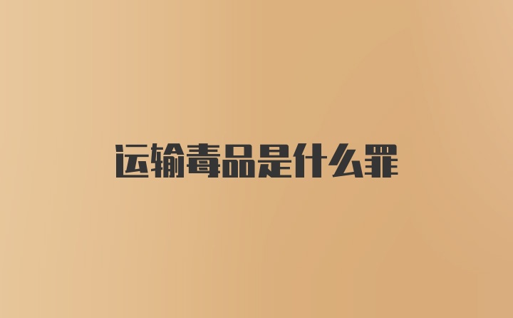 运输毒品是什么罪