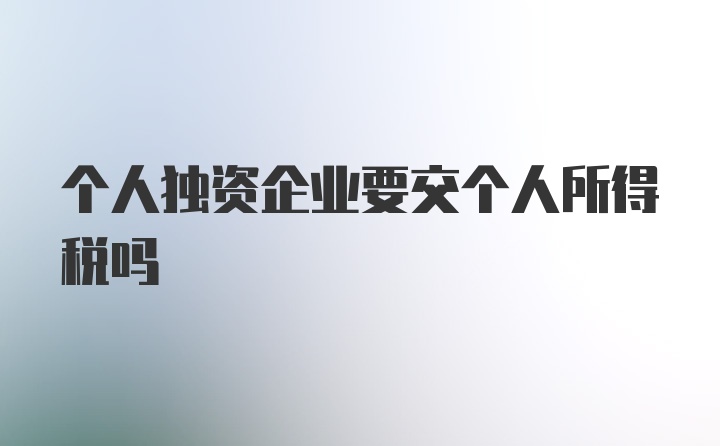 个人独资企业要交个人所得税吗