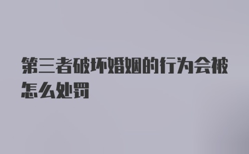 第三者破坏婚姻的行为会被怎么处罚