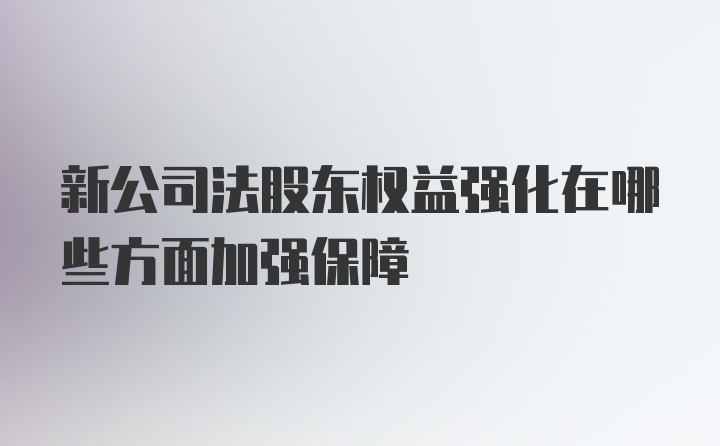 新公司法股东权益强化在哪些方面加强保障