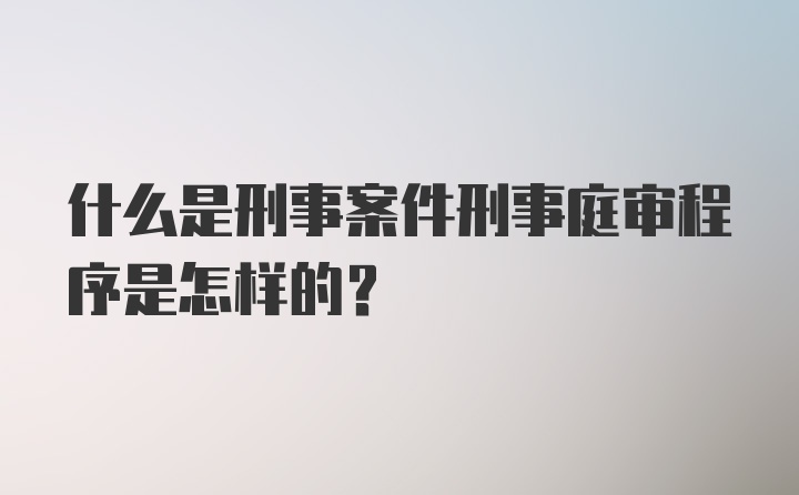 什么是刑事案件刑事庭审程序是怎样的？