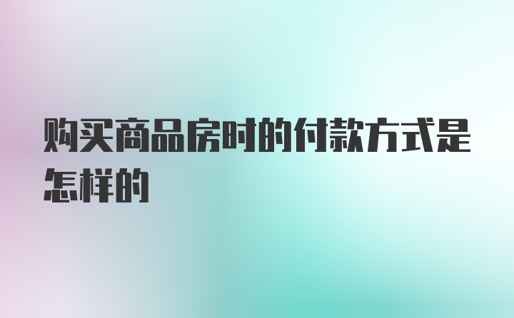 购买商品房时的付款方式是怎样的