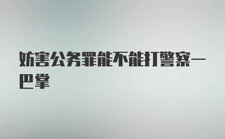 妨害公务罪能不能打警察一巴掌