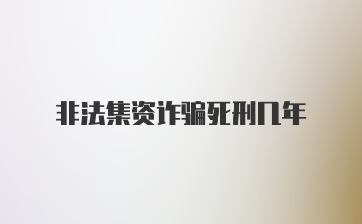 非法集资诈骗死刑几年