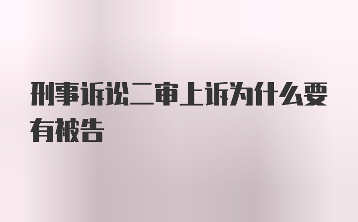 刑事诉讼二审上诉为什么要有被告