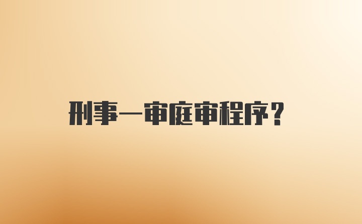 刑事一审庭审程序？