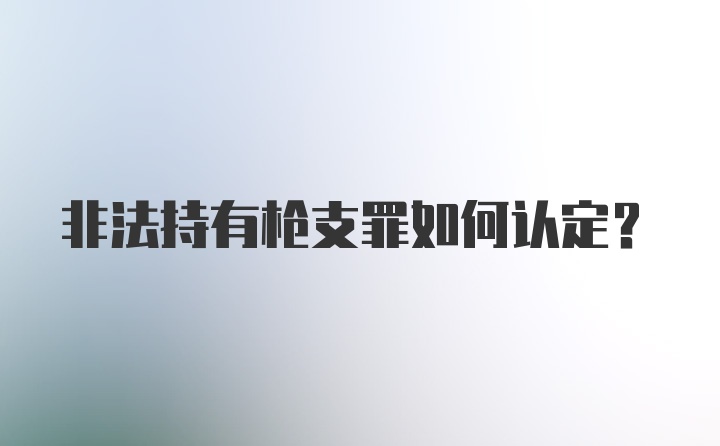 非法持有枪支罪如何认定？