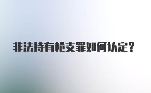 非法持有枪支罪如何认定？