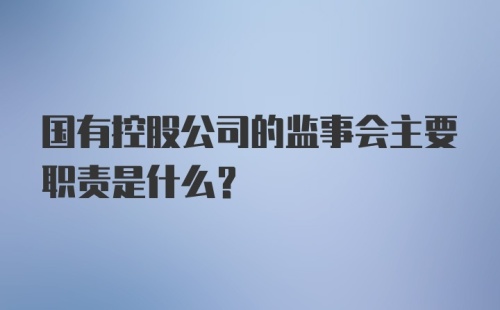 国有控股公司的监事会主要职责是什么?