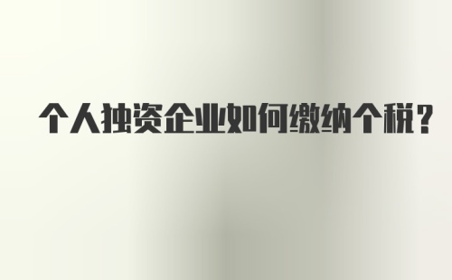 个人独资企业如何缴纳个税?