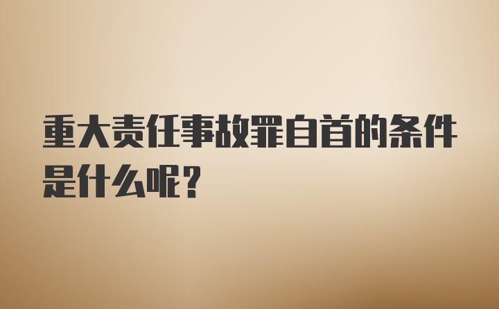 重大责任事故罪自首的条件是什么呢？