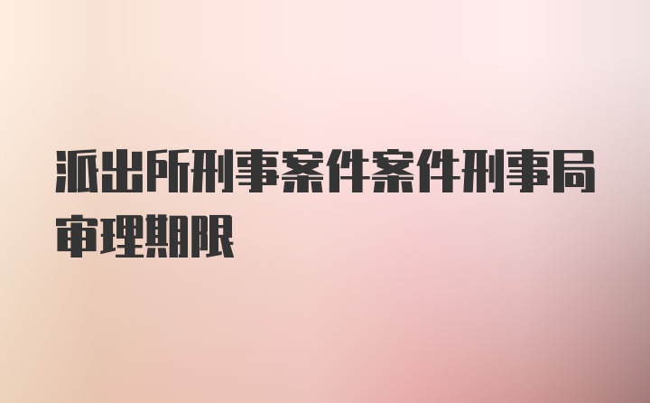 派出所刑事案件案件刑事局审理期限