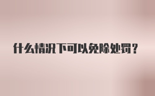 什么情况下可以免除处罚？