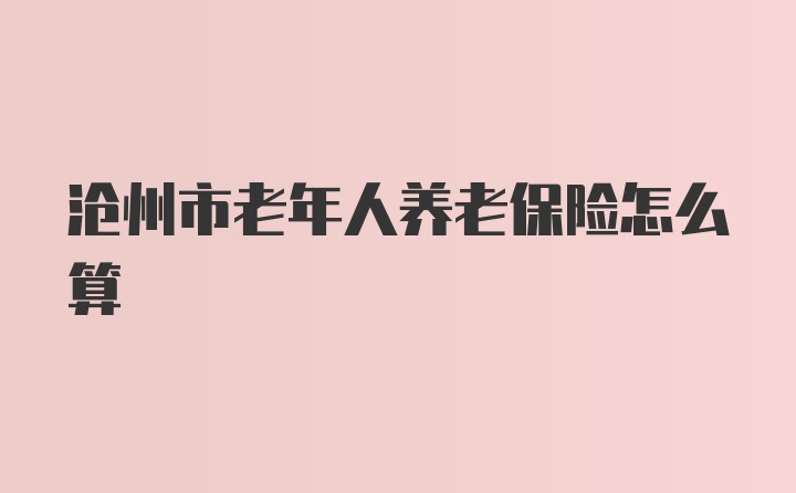 沧州市老年人养老保险怎么算