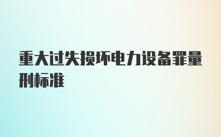 重大过失损坏电力设备罪量刑标准