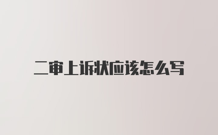 二审上诉状应该怎么写