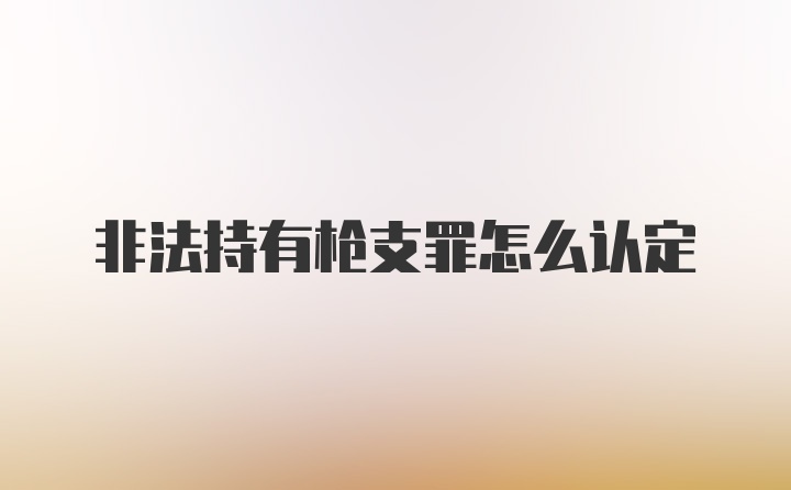 非法持有枪支罪怎么认定