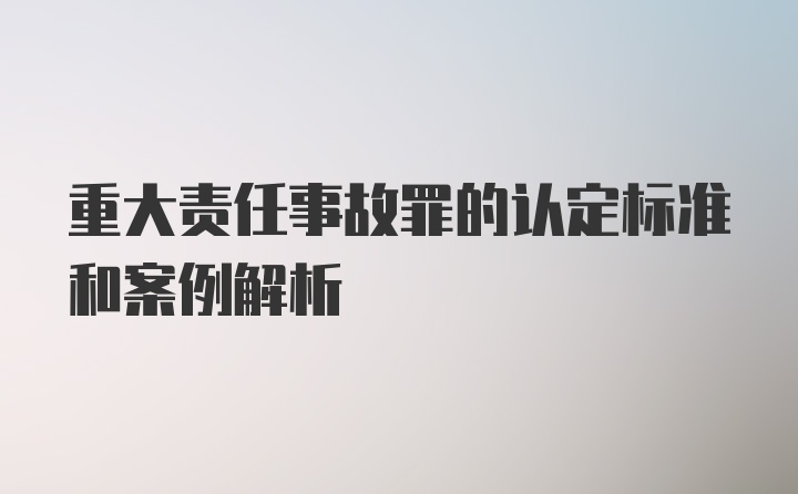 重大责任事故罪的认定标准和案例解析