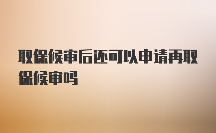 取保候审后还可以申请再取保候审吗