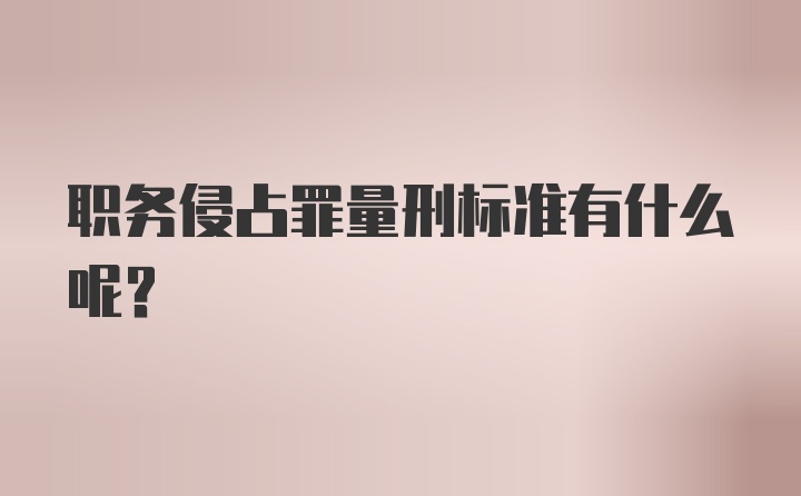 职务侵占罪量刑标准有什么呢?