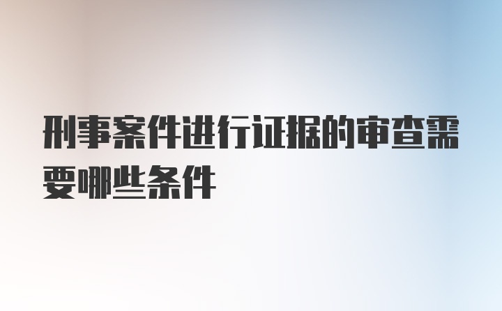 刑事案件进行证据的审查需要哪些条件