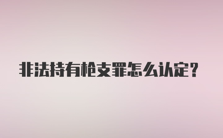 非法持有枪支罪怎么认定？