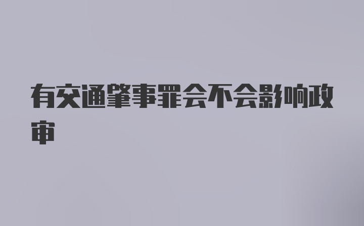 有交通肇事罪会不会影响政审