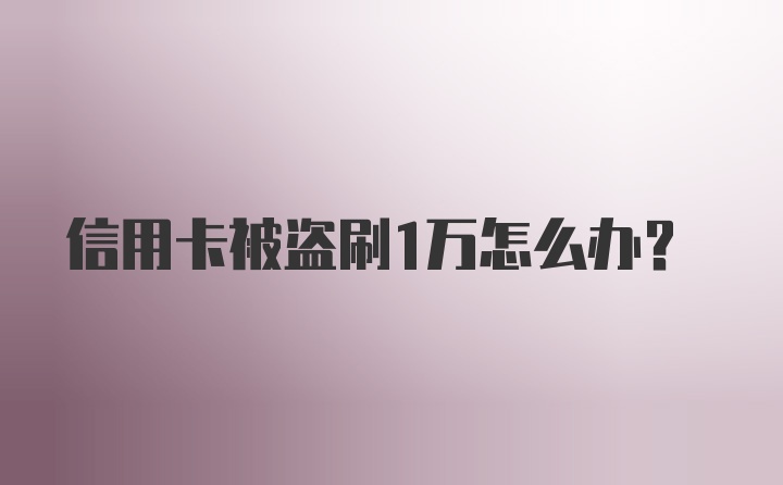 信用卡被盗刷1万怎么办?