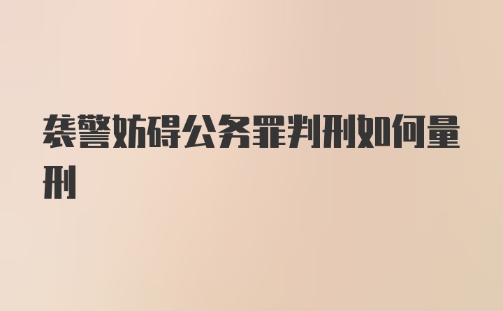 袭警妨碍公务罪判刑如何量刑